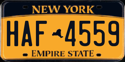 NY license plate HAF4559