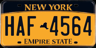 NY license plate HAF4564