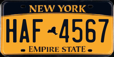 NY license plate HAF4567