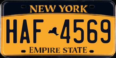 NY license plate HAF4569
