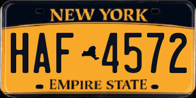 NY license plate HAF4572