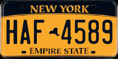 NY license plate HAF4589