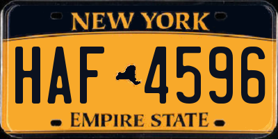 NY license plate HAF4596