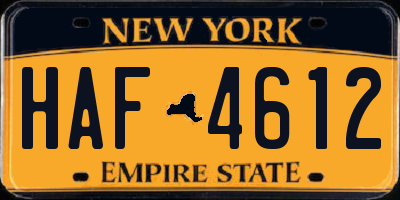 NY license plate HAF4612