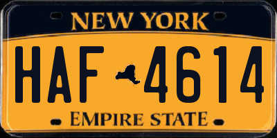 NY license plate HAF4614