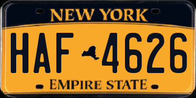 NY license plate HAF4626