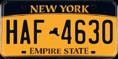NY license plate HAF4630