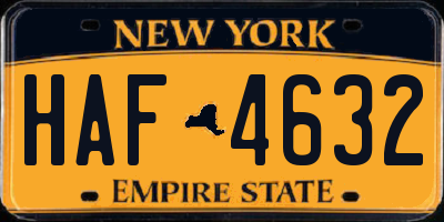 NY license plate HAF4632