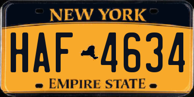 NY license plate HAF4634