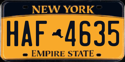 NY license plate HAF4635