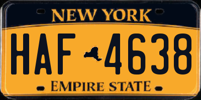 NY license plate HAF4638