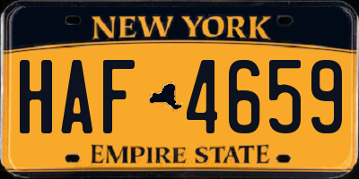 NY license plate HAF4659