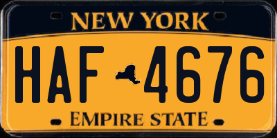 NY license plate HAF4676