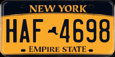 NY license plate HAF4698