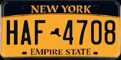 NY license plate HAF4708