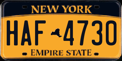 NY license plate HAF4730