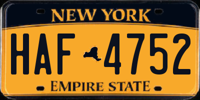 NY license plate HAF4752