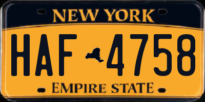 NY license plate HAF4758