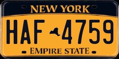 NY license plate HAF4759