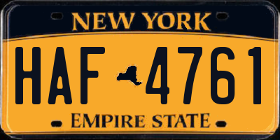 NY license plate HAF4761