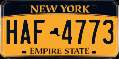 NY license plate HAF4773