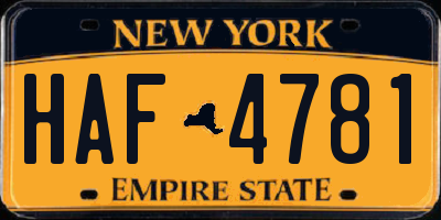 NY license plate HAF4781