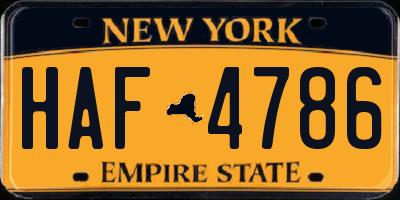 NY license plate HAF4786