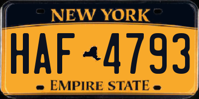 NY license plate HAF4793