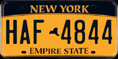 NY license plate HAF4844