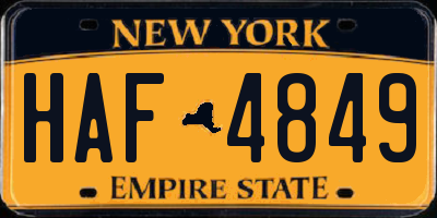 NY license plate HAF4849