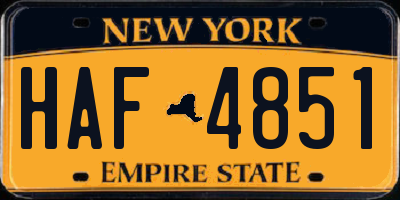 NY license plate HAF4851