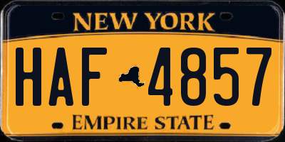NY license plate HAF4857