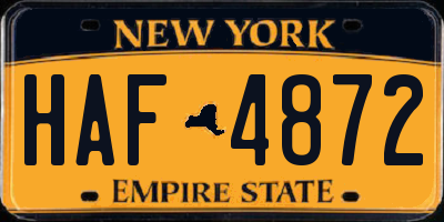 NY license plate HAF4872