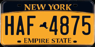 NY license plate HAF4875