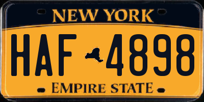 NY license plate HAF4898
