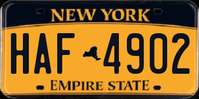 NY license plate HAF4902
