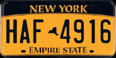NY license plate HAF4916