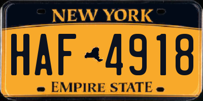 NY license plate HAF4918