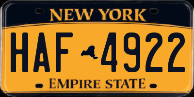 NY license plate HAF4922