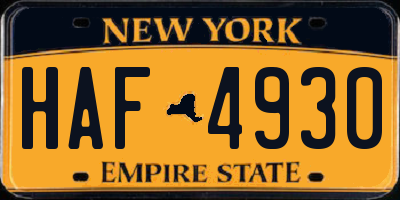 NY license plate HAF4930