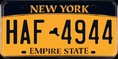 NY license plate HAF4944