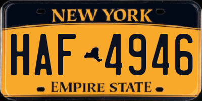NY license plate HAF4946