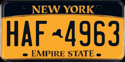 NY license plate HAF4963