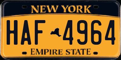 NY license plate HAF4964