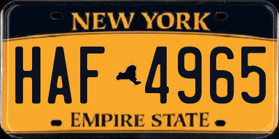 NY license plate HAF4965