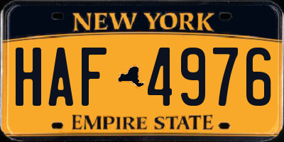 NY license plate HAF4976