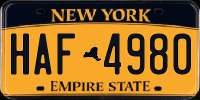 NY license plate HAF4980