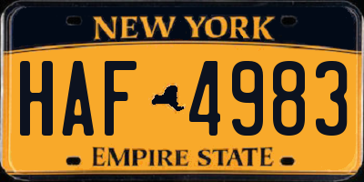 NY license plate HAF4983