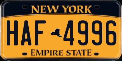 NY license plate HAF4996