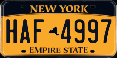 NY license plate HAF4997